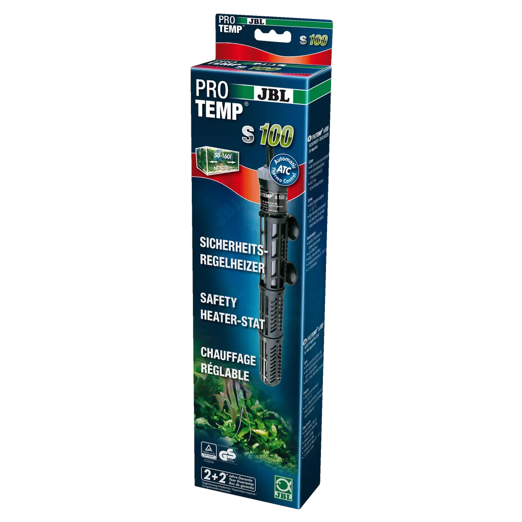 Heater for optimum temperature control in aquariums with a capacity of 50–160 litres (60–100 cm in length)