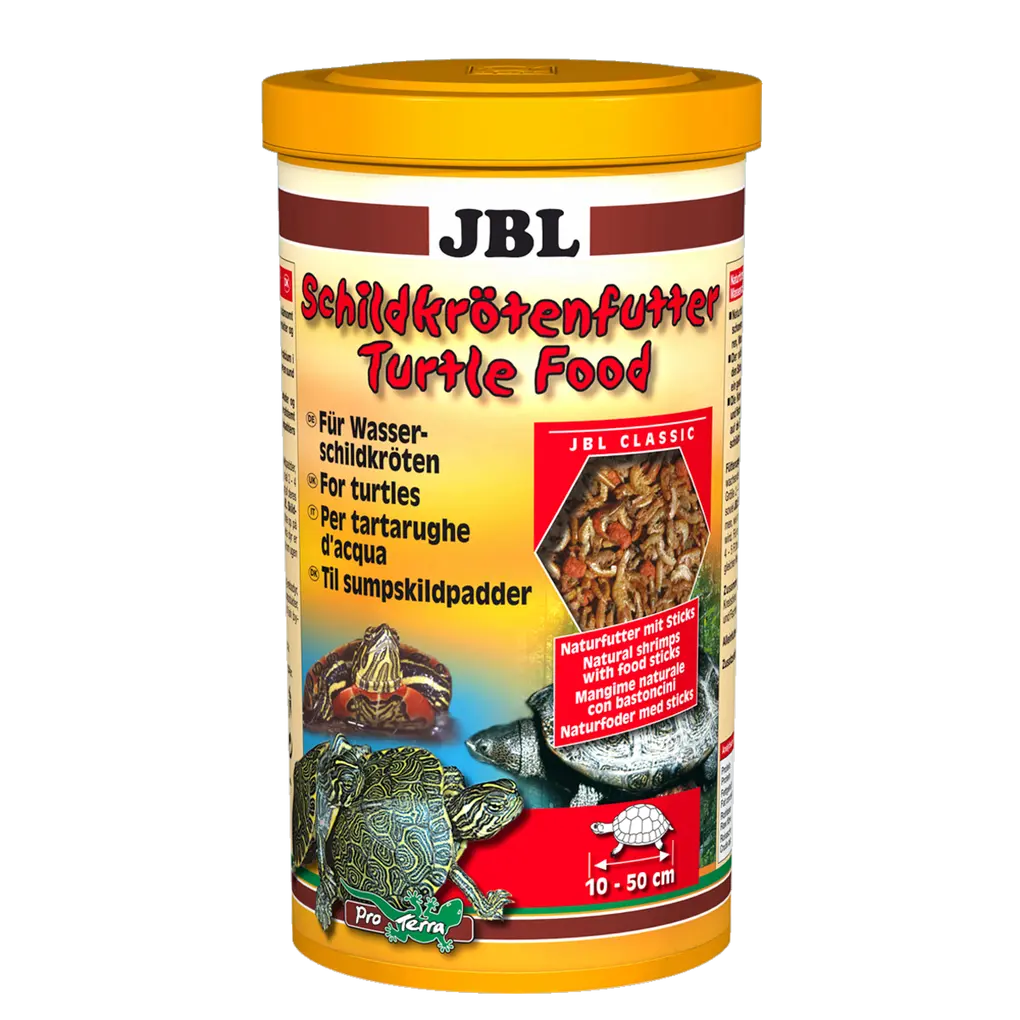 Specially formulated for the nutritional needs of aquatic and marsh turtles: natural food with fish-based food sticks for turtles measuring 10–50 cm in length.