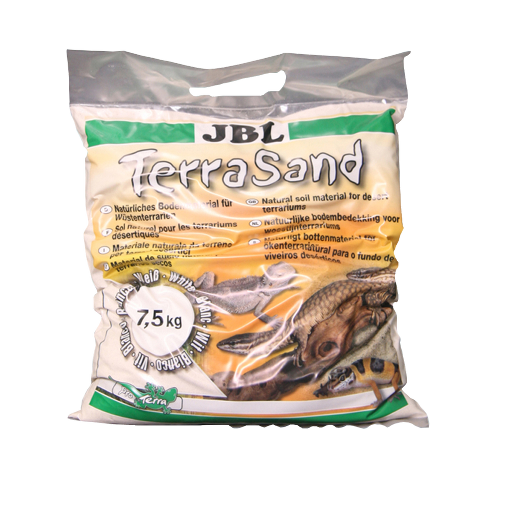 For desert terrariums: Natural substrate made of fine white sand, grain size: 0.2–0.5 mm