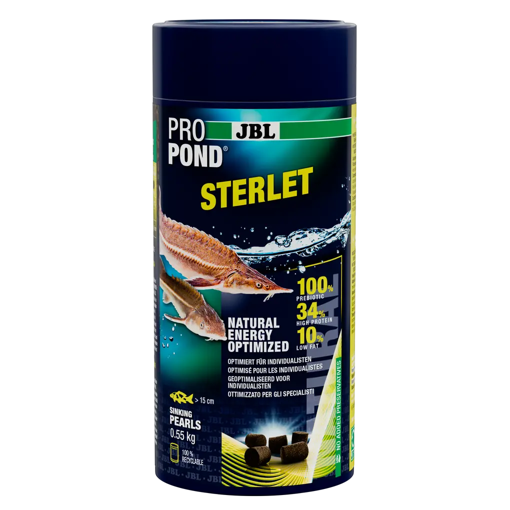 Composition adaptée aux poissons de la famille des esturgeons qui cherchent leur nourriture au fond de l'eau (à une température de 10-25 °C)