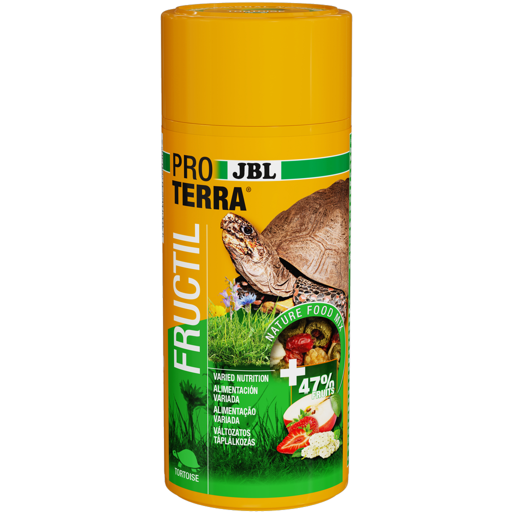 47% fruit content for a natural diet, as tortoises eat lots of fallen fruit in the wild