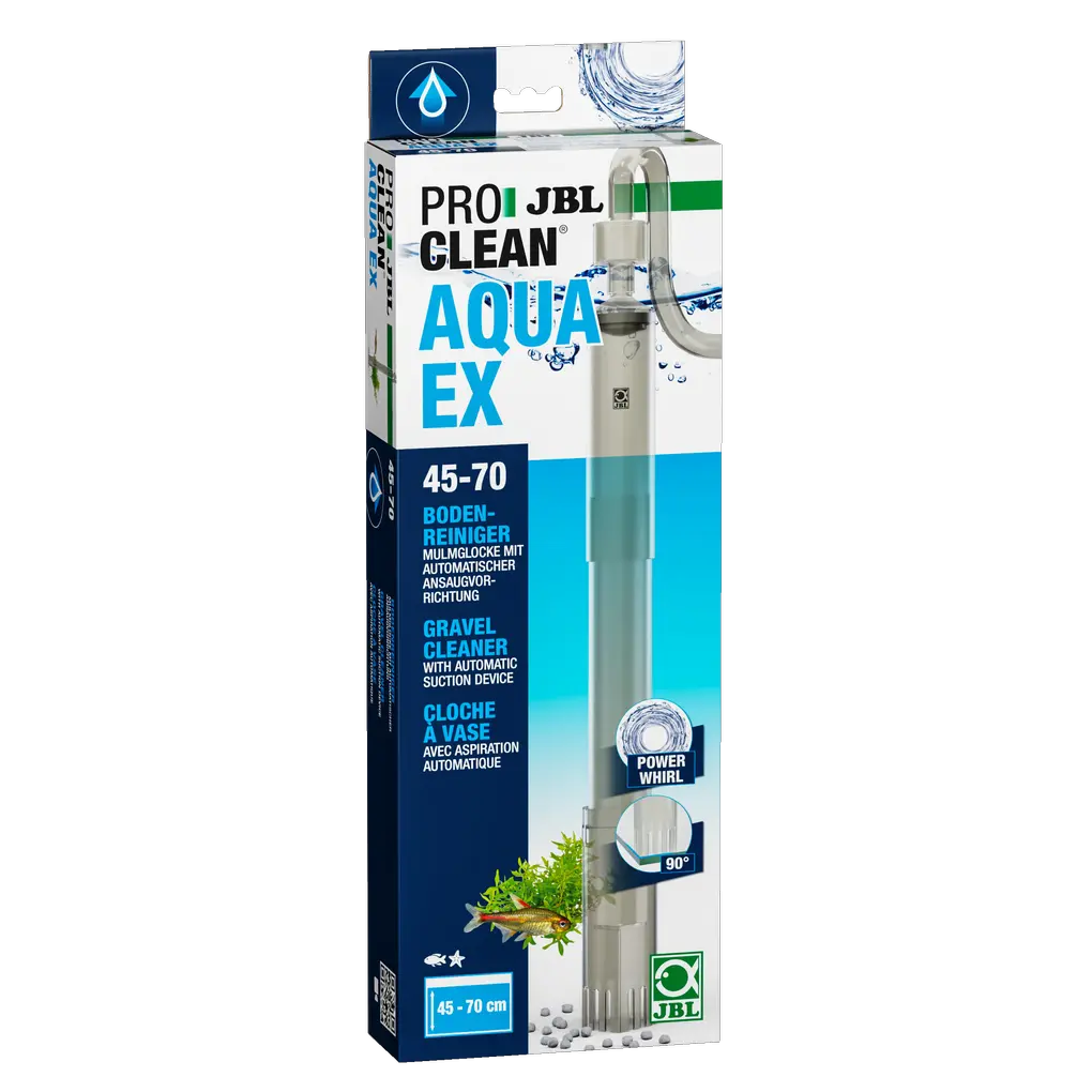 Well-designed and highly effective floor cleaner for removing dirt from aquariums with a height of 45 cm or more.