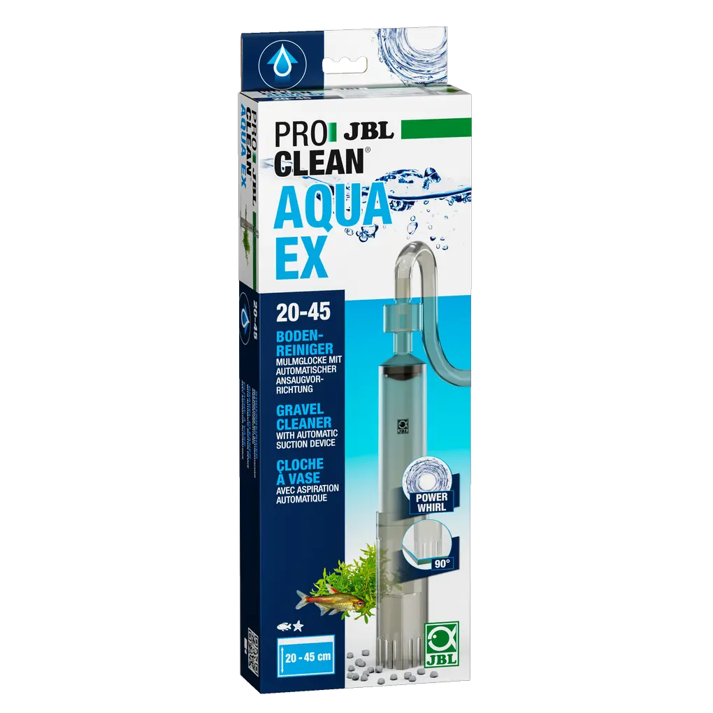 Well-designed and highly effective floor cleaner for removing dirt from aquariums with a height of 20 cm or more.