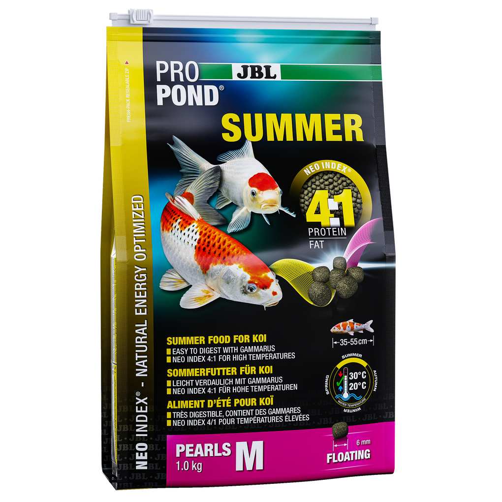 Complete food with the correct protein-fat ratio of 4:1 according to the NEO Index, which takes into account water temperature, function, animal size and age.