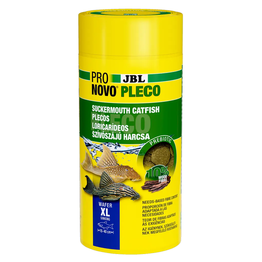 Large food wafers for all sucking catfish that feed on plants and algae, such as many Hypostomus species. The wood content covers the needs of catfish species that need to rasp wood.