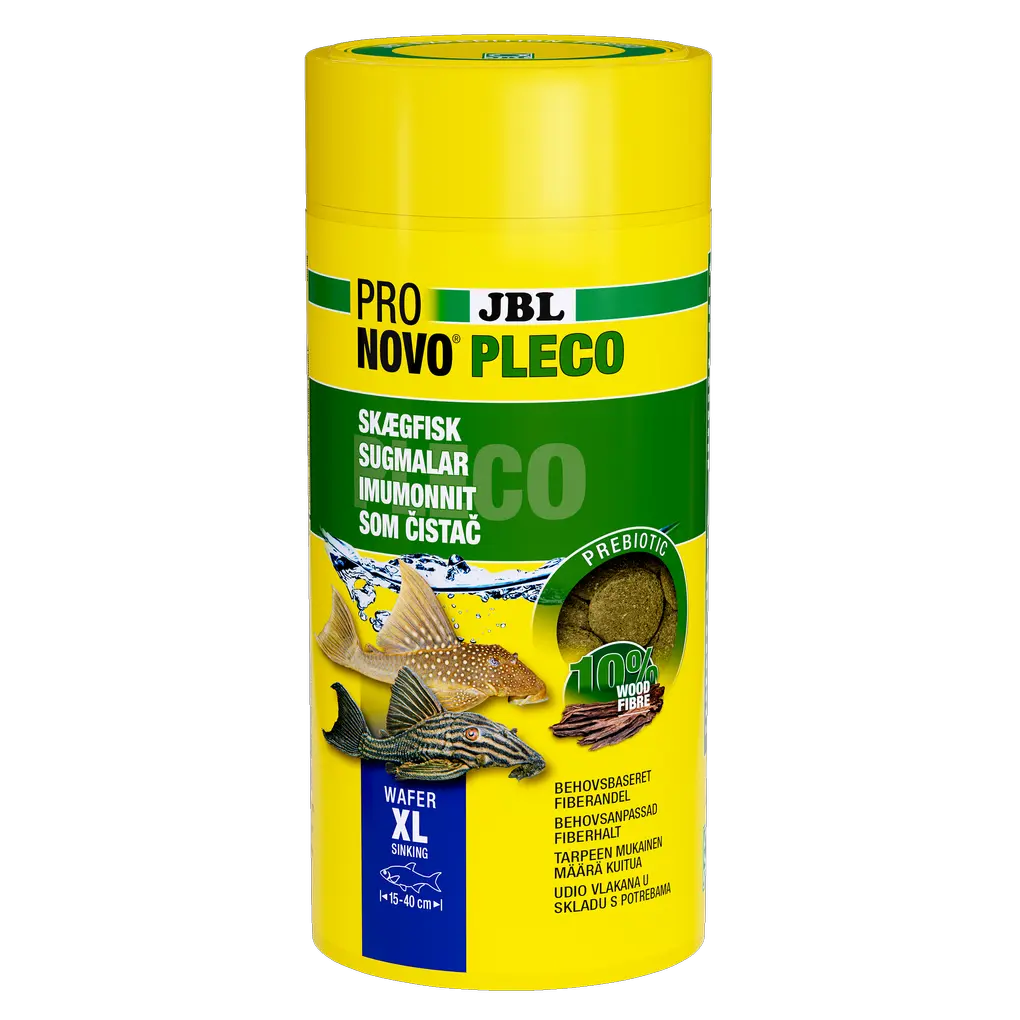 Large food wafers for all sucking catfish that feed on plants and algae, such as many Hypostomus species. The wood content covers the needs of catfish species that need to rasp wood.