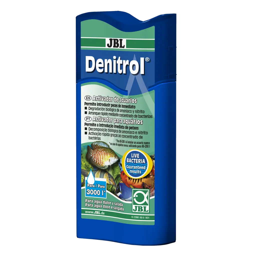 Añade al agua del acuario millones de cepas bacterianas útiles, autótrofas y degradadoras de sustancias nocivas, lo que permite introducir peces inmediatamente. Muy recomendable tras el uso de medicamentos y limpiezas completas.