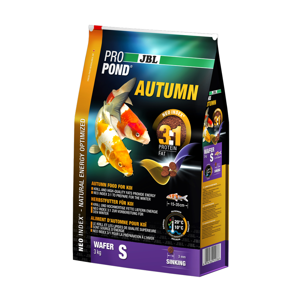 Complete feed with the correct protein-fat ratio of 3:1 according to the NEO Index, which takes into account water temperature, function, animal size and age.
