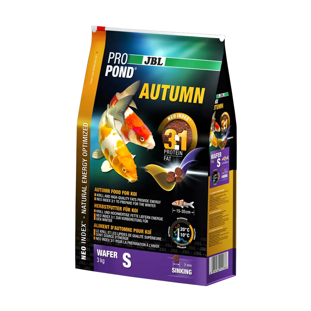 Complete feed with the correct protein-fat ratio of 3:1 according to the NEO Index, which takes into account water temperature, function, animal size and age.