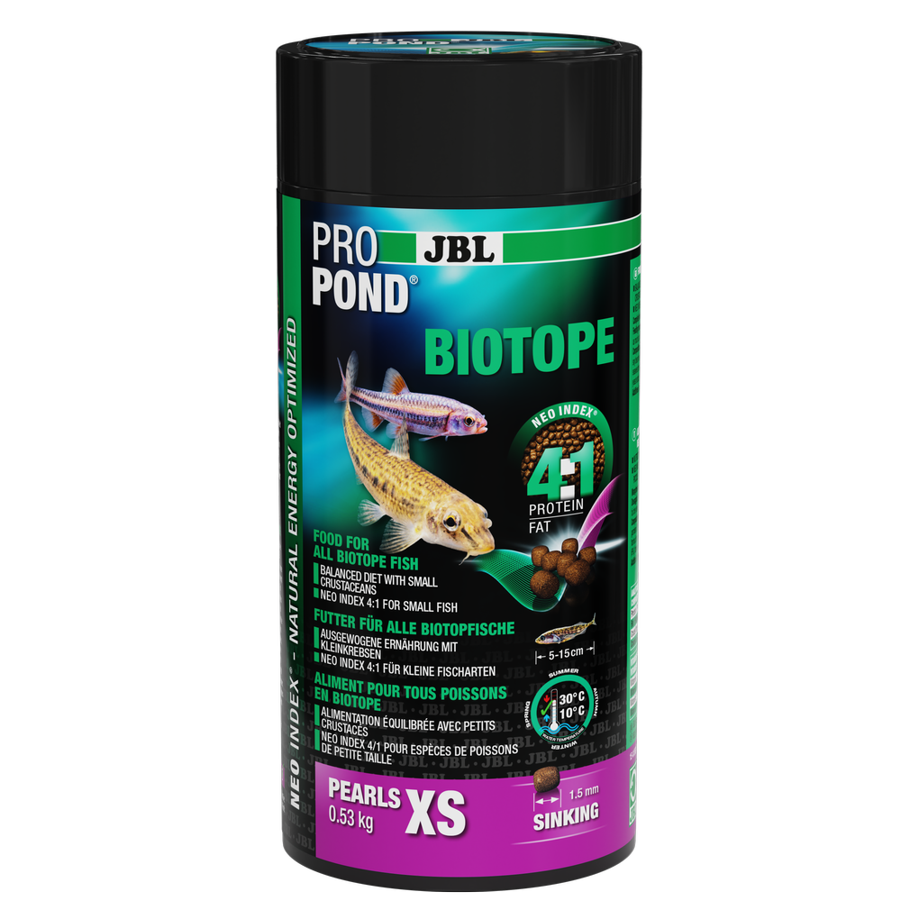 Complete feed with the correct protein-fat ratio of 4:1 according to the NEO Index, which takes into account water temperature, function, animal size and age.