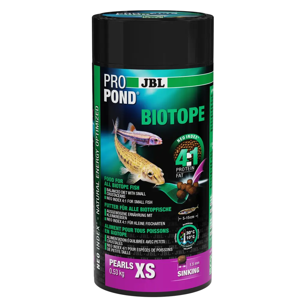 Alleinfutter mit richtigem Protein-Fettverhältnis von 4:1 nach NEO Index, der Wassertemperatur, Funktion, Tiergröße und Alter berücksichtigt