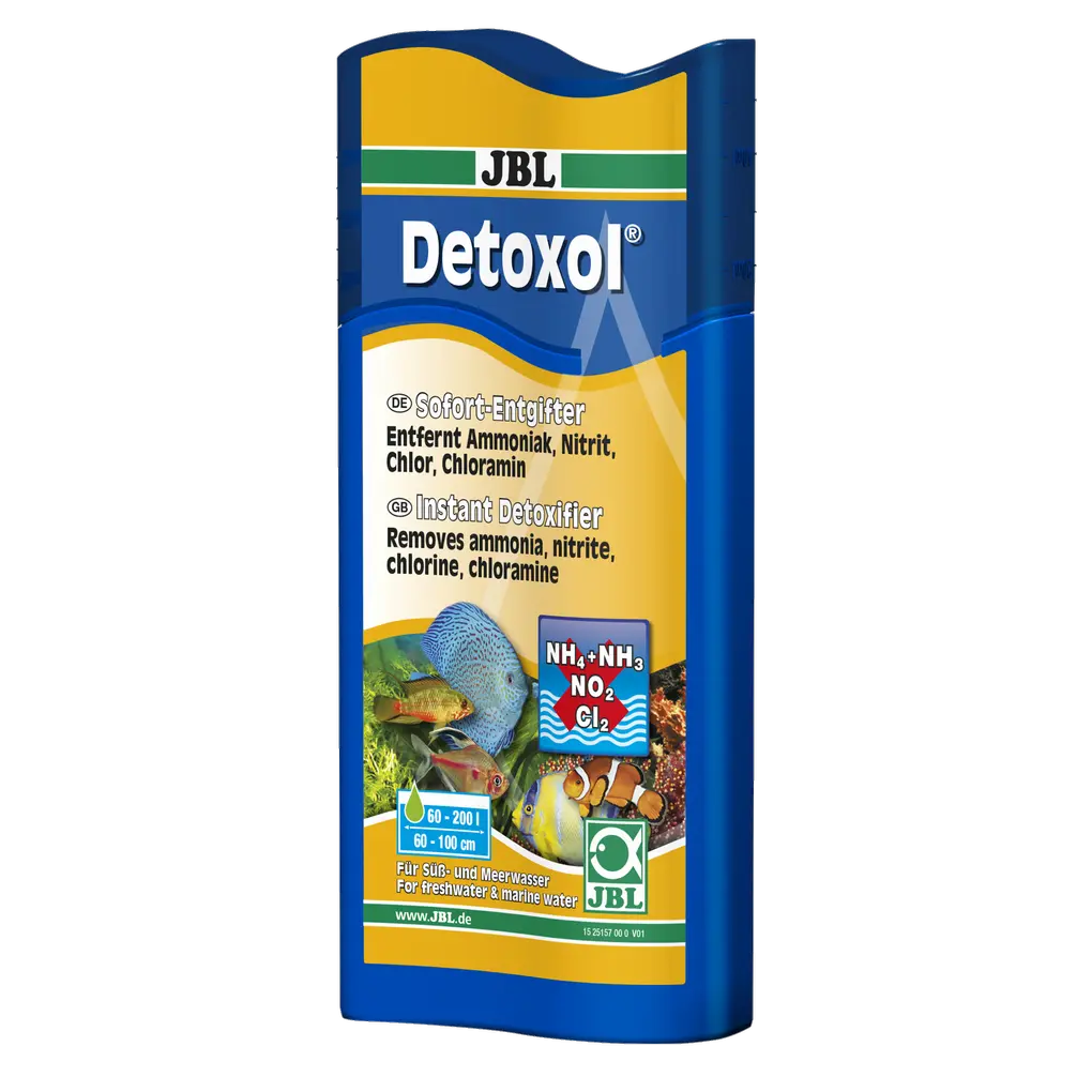 Instantly removes toxins such as ammonia (NH3), nitrite (NO2), chlorine and chloramine in fresh and salt water