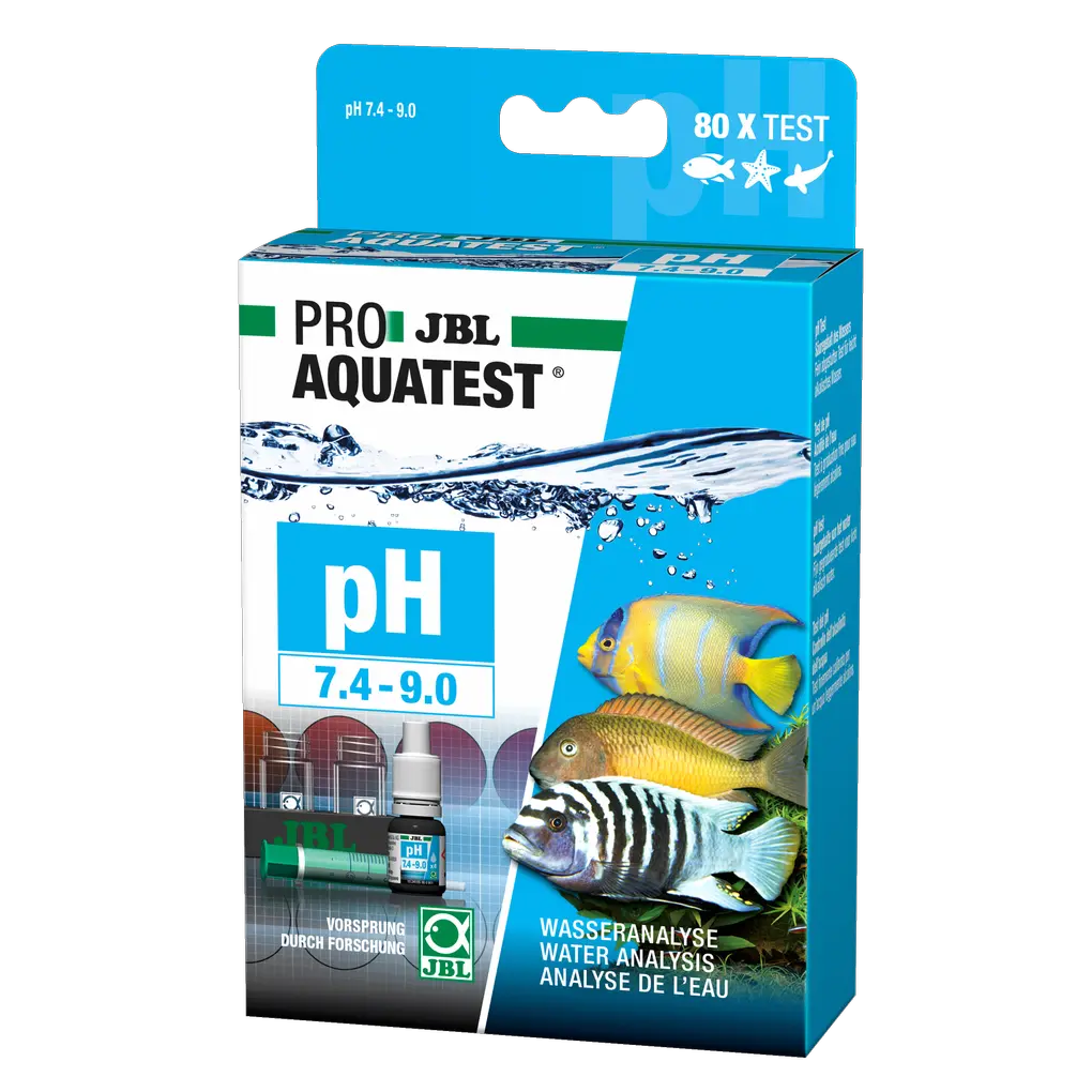 Contrôle simple et sûr des paramètres de l'eau des aquariums et des bassins. Détermination du pH optimal pour l'eau douce et l'eau de mer.