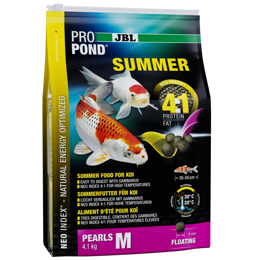 Complete food with the correct protein-fat ratio of 4:1 according to the NEO Index, which takes into account water temperature, function, animal size and age.