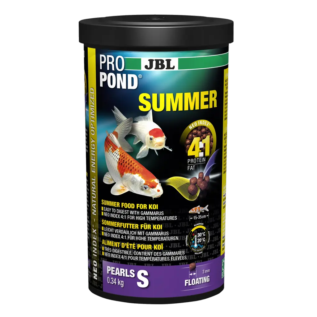 Complete food with the correct protein-fat ratio of 4:1 according to the NEO Index, which takes into account water temperature, function, animal size and age.