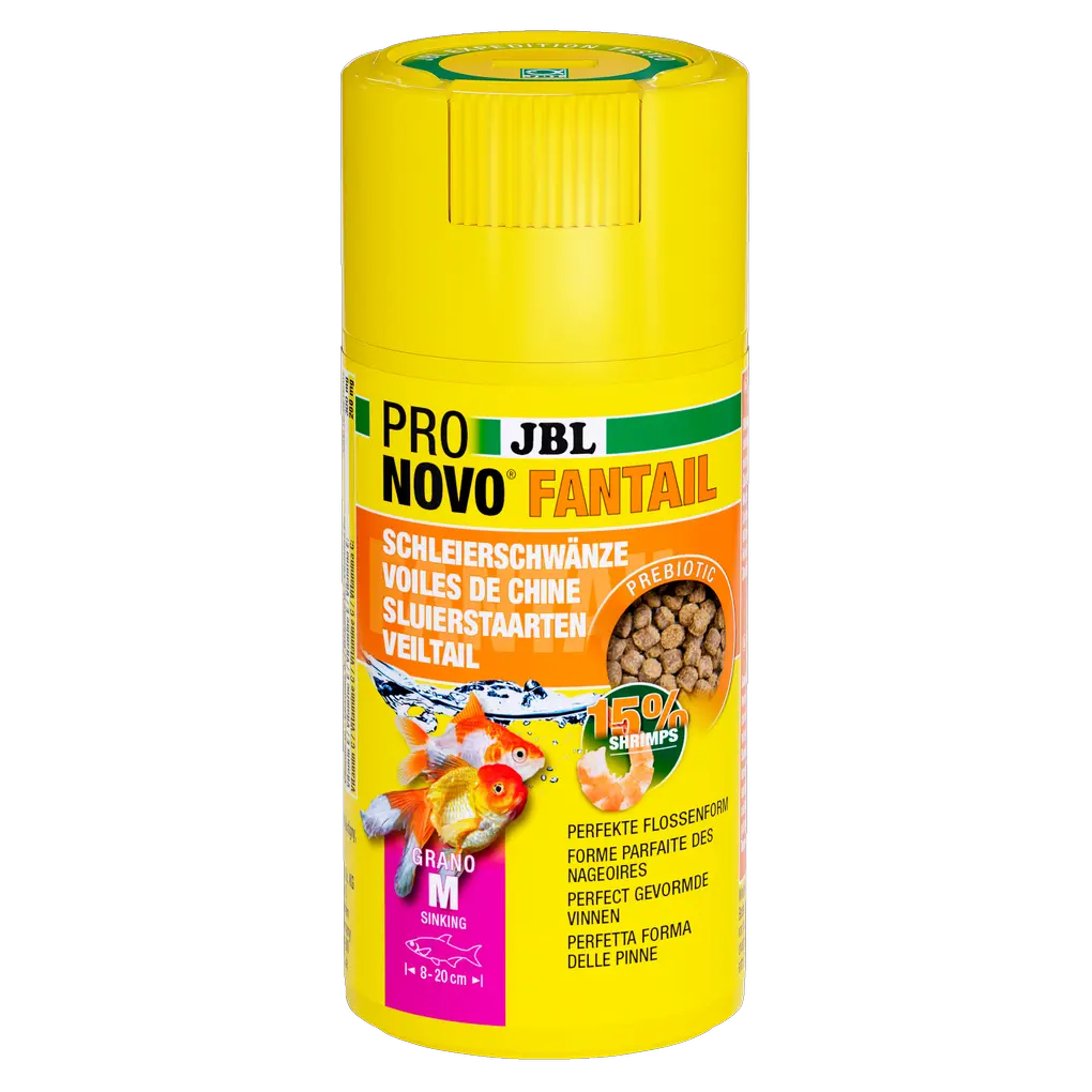Aliment prébiotique coulant pour poissons rouges d'élevage : des fibres alimentaires spéciales contenues dans l'aliment fournissent aux bactéries intestinales bénéfiques les nutriments nécessaires à une bonne digestion.