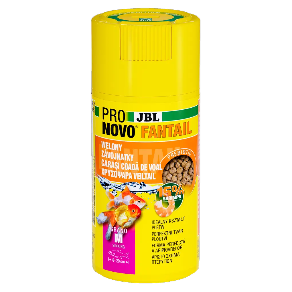 Prebiotické krmivo pro chov zlatých rybek: Speciální vláknina v krmivu dodává pozitivním střevním bakteriím živiny pro zdravé trávení.