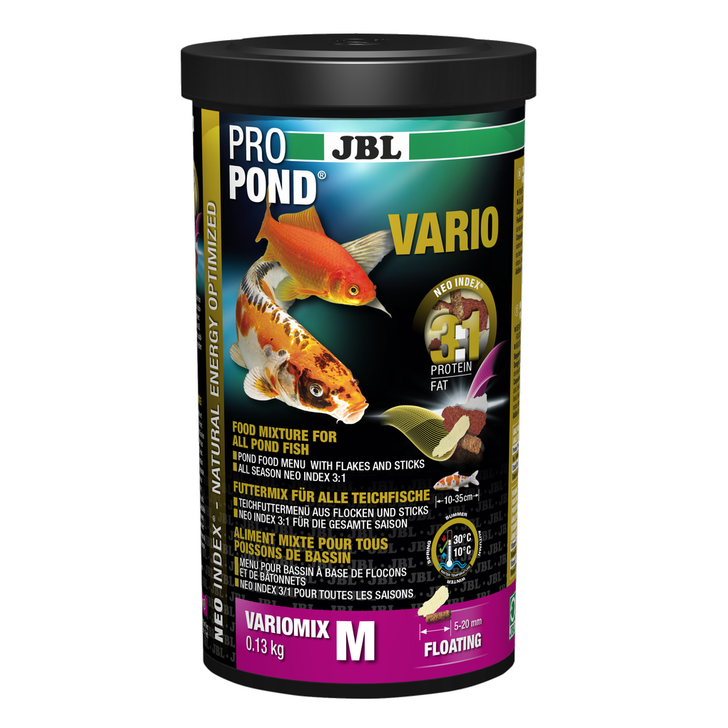 Complete feed with the correct protein-fat ratio of 3:1 according to the NEO Index, which takes into account water temperature, function, animal size and age.