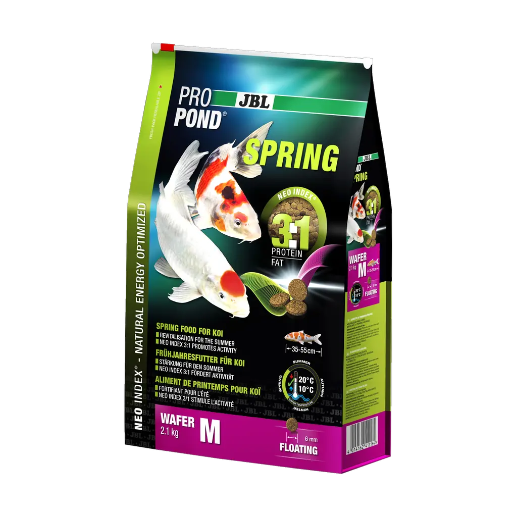 Complete feed with the correct protein-fat ratio of 3:1 according to the NEO Index, which takes into account water temperature, function, animal size and age.