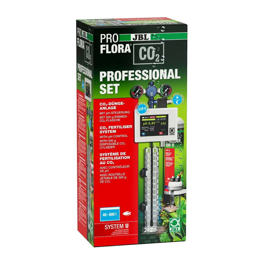 CO2 fertiliser system with automatic CO2/pH control for the optimal supply of all aquarium plants in freshwater aquariums from 40 to 600 litres, thus preventing algae growth. pH electrode must be purchased separately, factory-fresh.