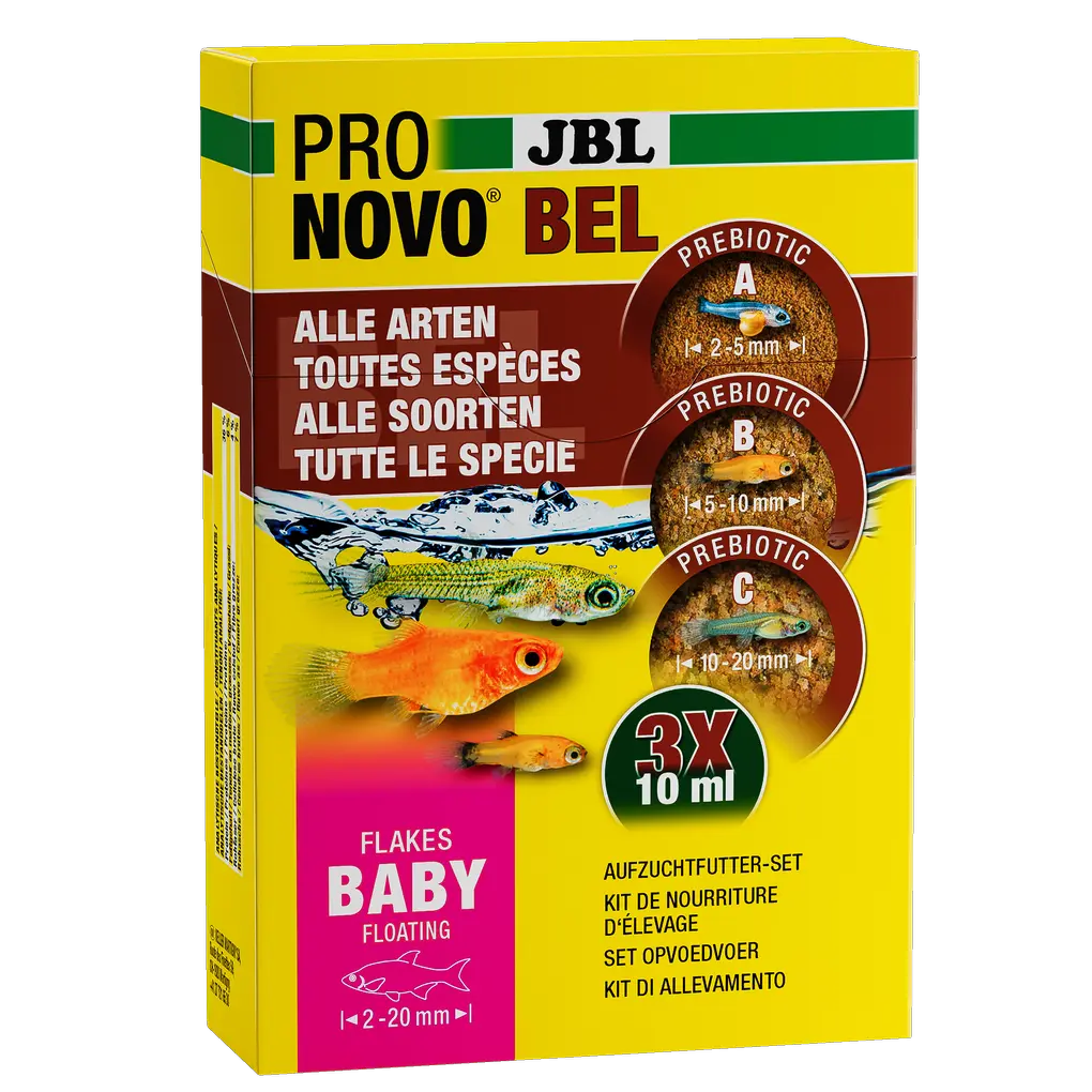 Aliment prébiotique coulant pour jeunes poissons : des fibres alimentaires spéciales contenues dans l'aliment fournissent aux bactéries intestinales bénéfiques les nutriments nécessaires à une bonne digestion.