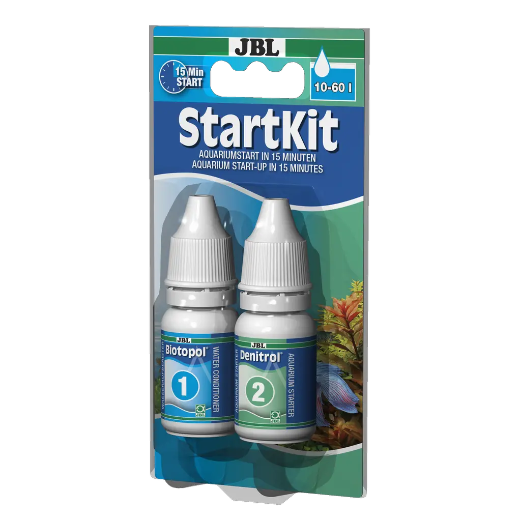 Add water conditioner to the aquarium water and add the bacteria starter 15 minutes later. Then add the fish.