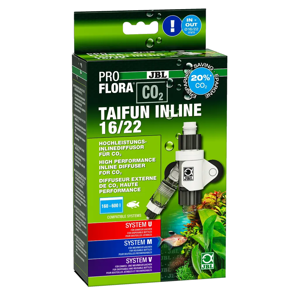 Highly efficient CO2 enrichment for perfect plant growth in aquariums through installation in the filter return hose