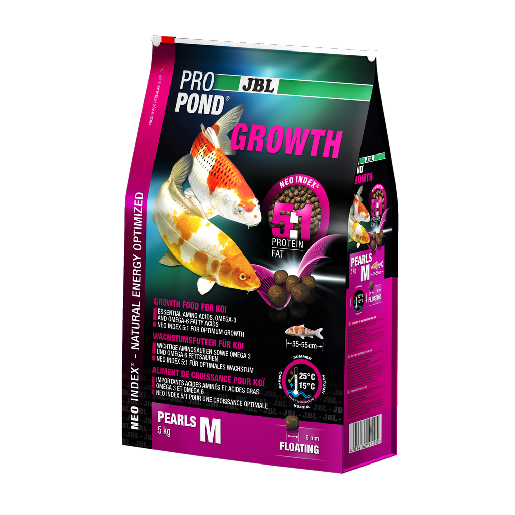 Complete feed with the correct protein-fat ratio of 5:1 according to the NEO Index, which takes into account water temperature, function, animal size and age.