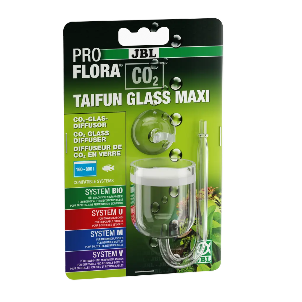 Elegant, small but highly effective glass diffuser for dissolving CO2 in aquarium water for perfect plant growth. 3 sizes: Mini 40-120 l; Midi 40-300 l; Maxi 160-800 l