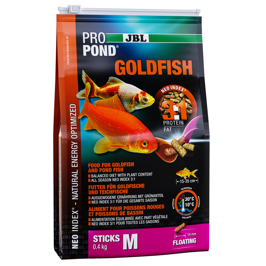 Complete feed with the correct protein-fat ratio of 3:1 according to the NEO Index, which takes into account water temperature, function, animal size and age.