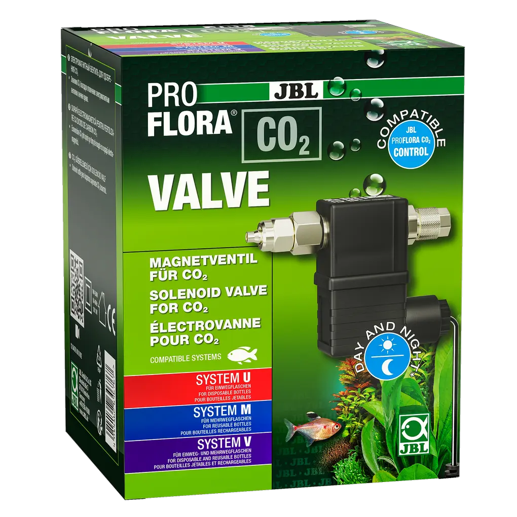 Addition for CO2 fertilisation systems or CO2/pH control units: Separate solenoid valve for dosing the CO2 supply in aquariums