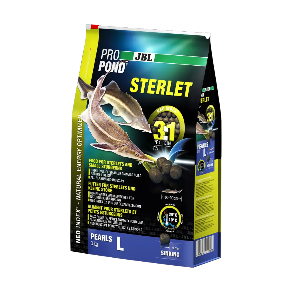 Complete feed with the correct protein-fat ratio of 3:1 according to the NEO Index, which takes into account water temperature, function, animal size and age.