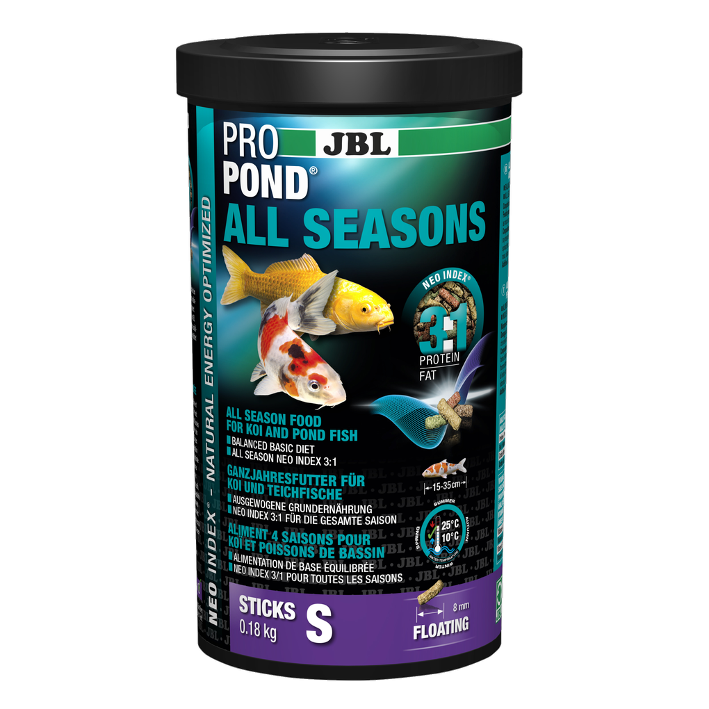 Complete feed with the correct protein-fat ratio of 3:1 according to the NEO Index, which takes into account water temperature, function, animal size and age.