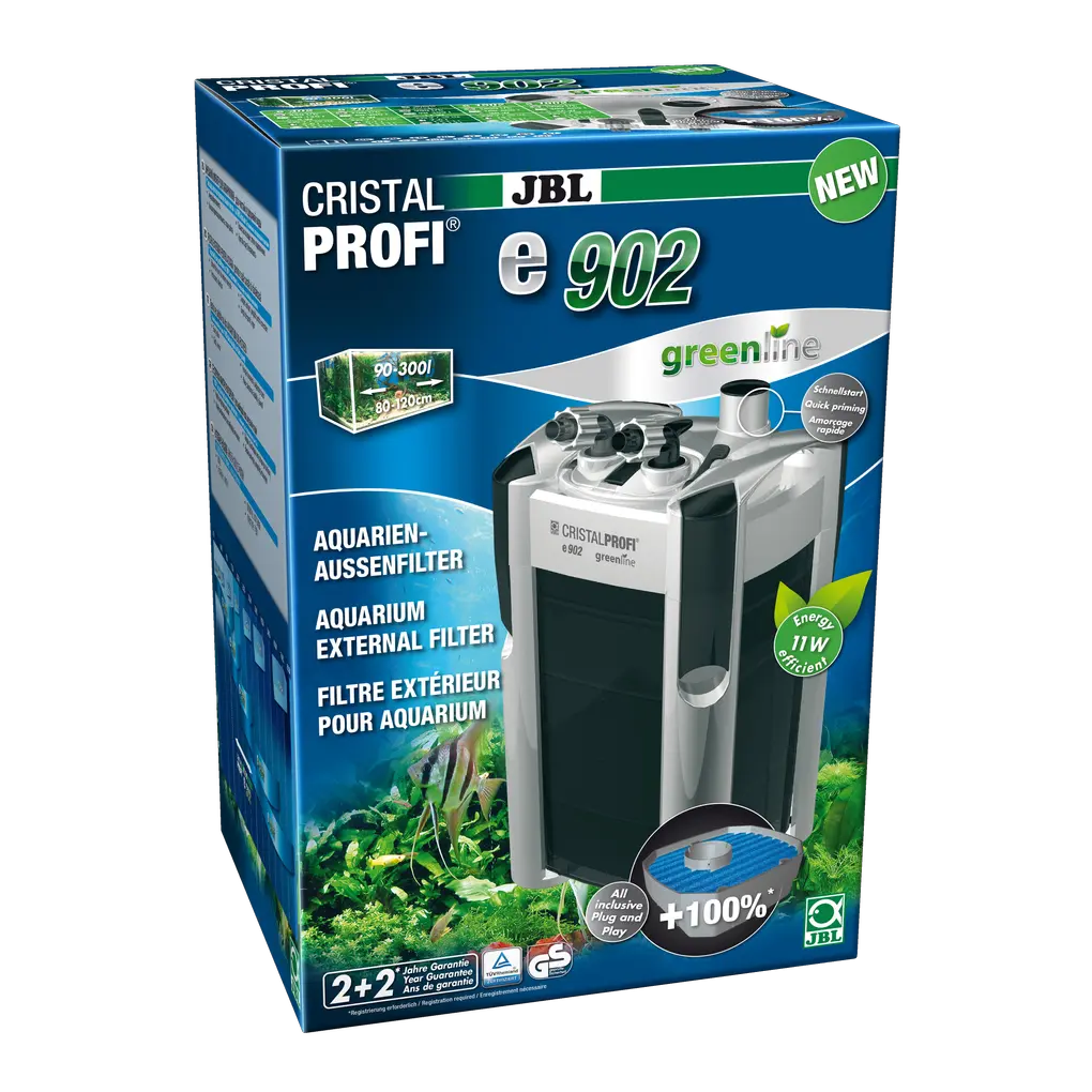 External filter for clean and healthy aquarium water: Closed water circulation system for aquariums from 90 to 300 litres (80 to 120 cm)