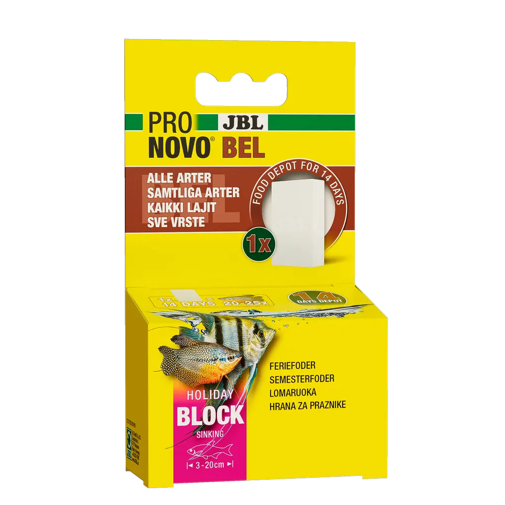 Feed your aquarium fish with stored food for up to 14 days.