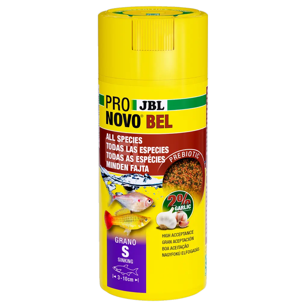 Prebiotic aquarium fish food with garlic: Special fibre in the food provides the beneficial intestinal bacteria with nourishment for healthy digestion.