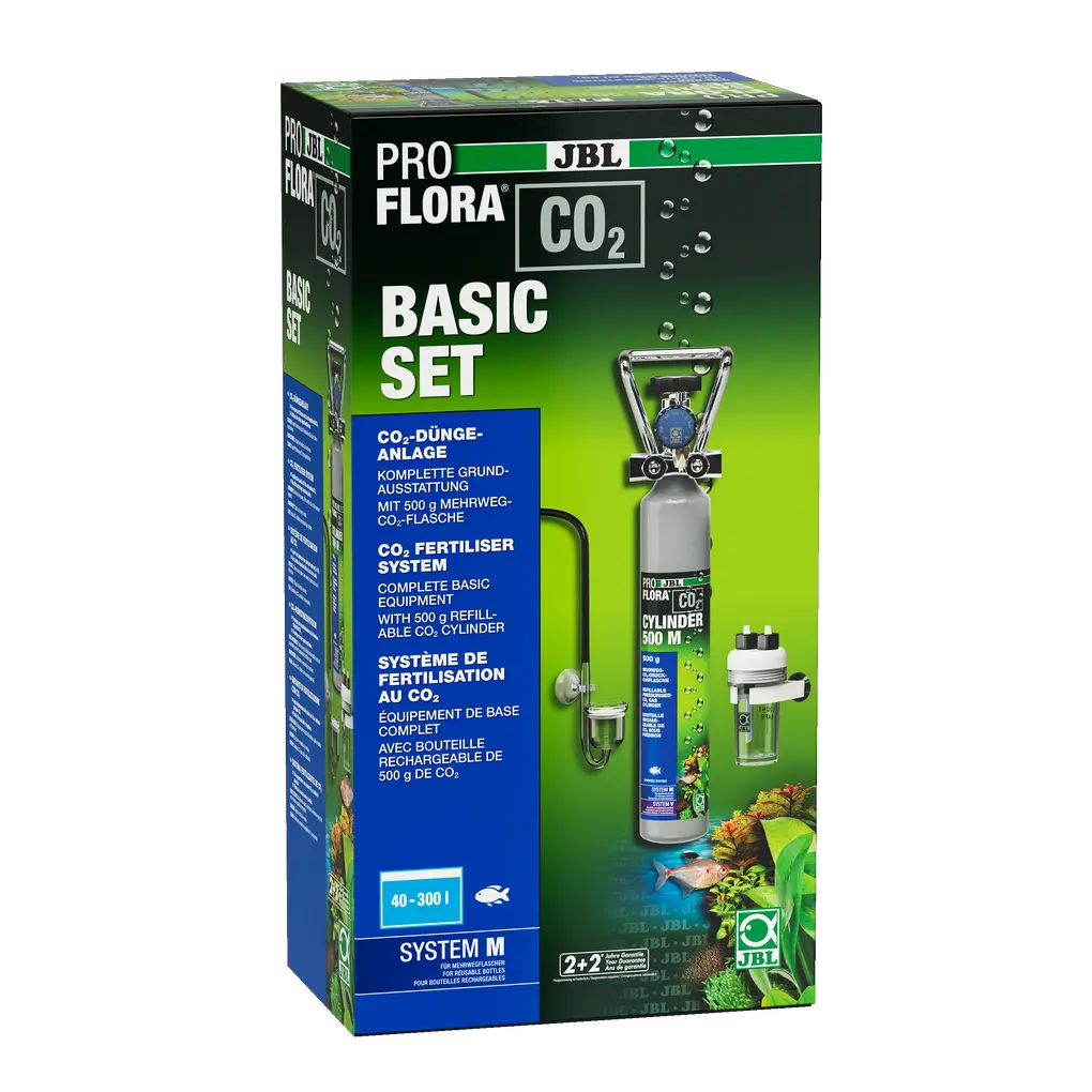 Ready-to-connect CO2 fertiliser system for optimal supply of all aquarium plants in freshwater aquariums from 40 to 300 litres, preventing algae growth