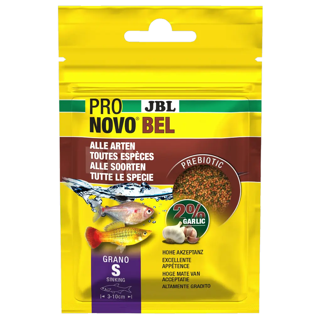 Prebiotic aquarium fish food with garlic: Special fibre in the food provides the beneficial intestinal bacteria with nourishment for healthy digestion.