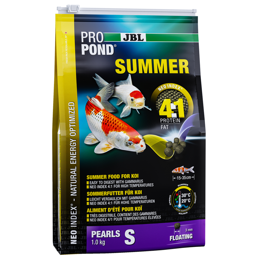 Complete food with the correct protein-fat ratio of 4:1 according to the NEO Index, which takes into account water temperature, function, animal size and age.