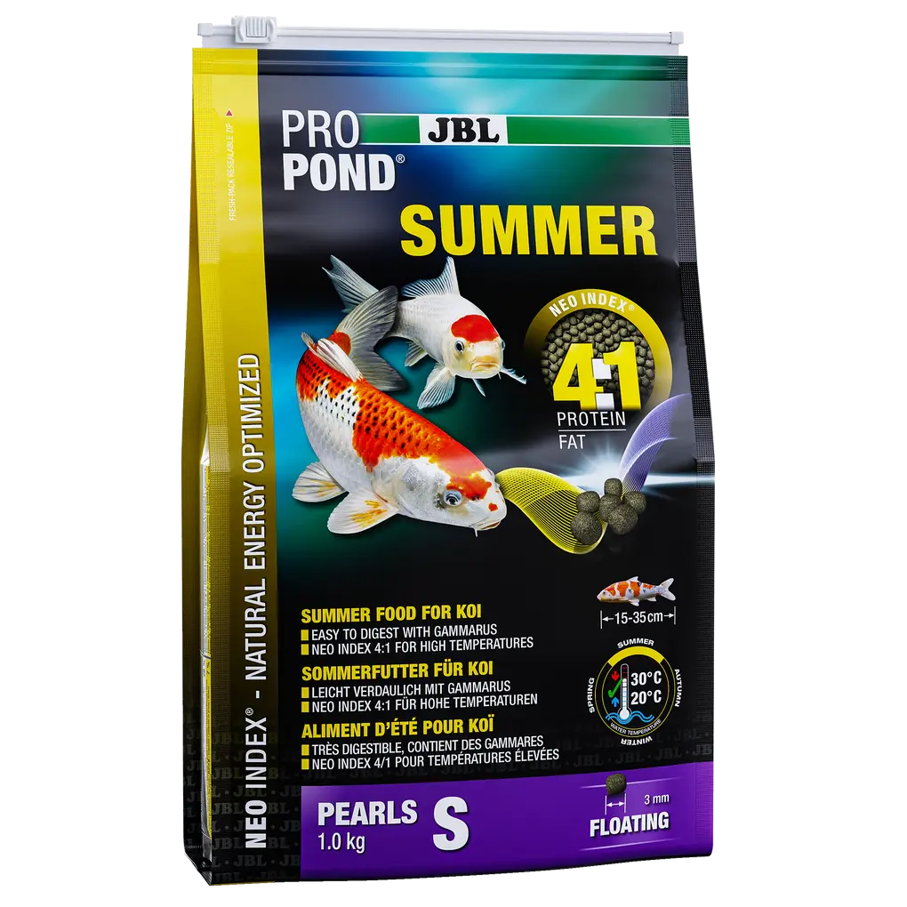Complete food with the correct protein-fat ratio of 4:1 according to the NEO Index, which takes into account water temperature, function, animal size and age.