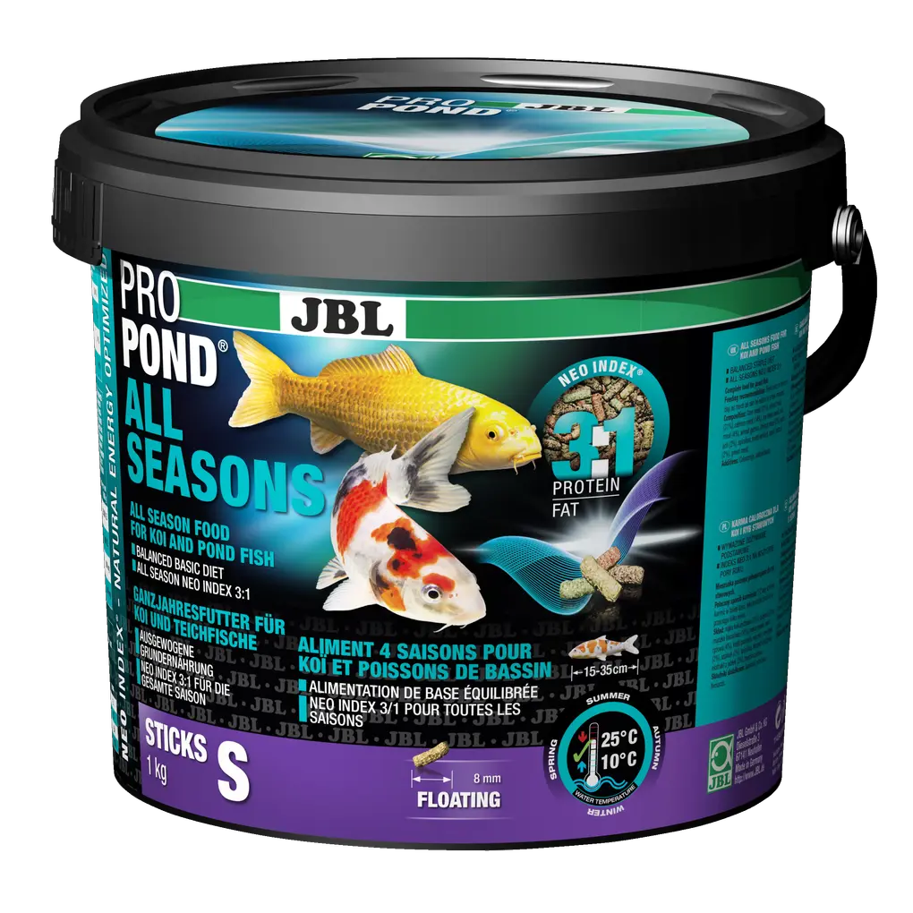 Complete feed with the correct protein-fat ratio of 3:1 according to the NEO Index, which takes into account water temperature, function, animal size and age.