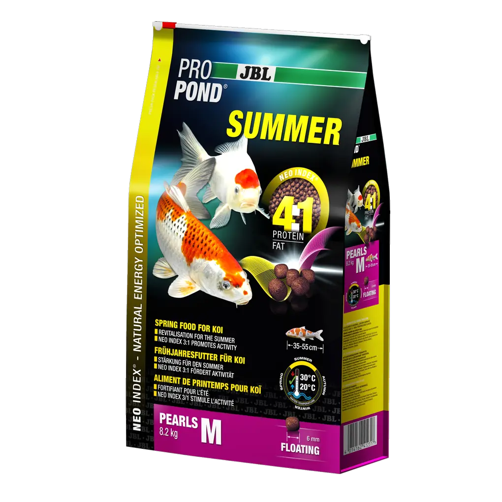 Complete food with the correct protein-fat ratio of 4:1 according to the NEO Index, which takes into account water temperature, function, animal size and age.