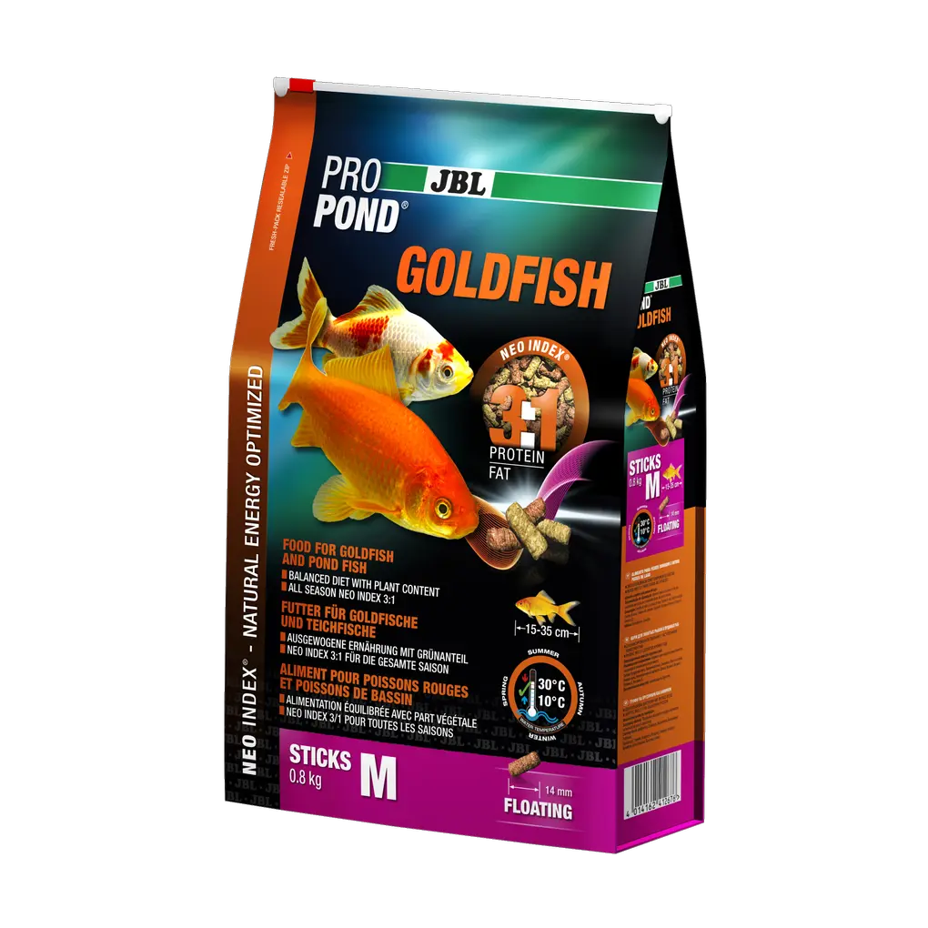 Complete feed with the correct protein-fat ratio of 3:1 according to the NEO Index, which takes into account water temperature, function, animal size and age.