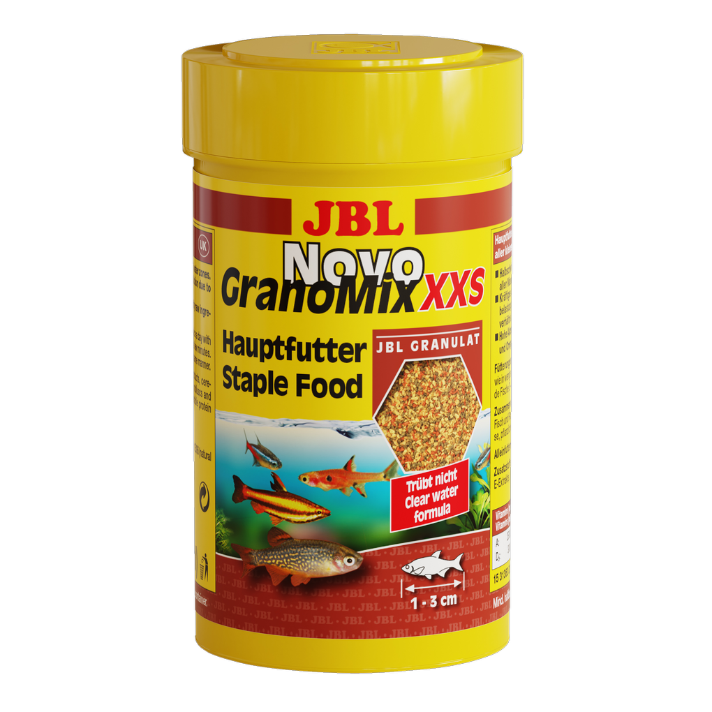 Perfect, complete nutrition for small fish such as neon tetras, mini fish, dwarf barbs and other fish between 1 and 3 cm in length.