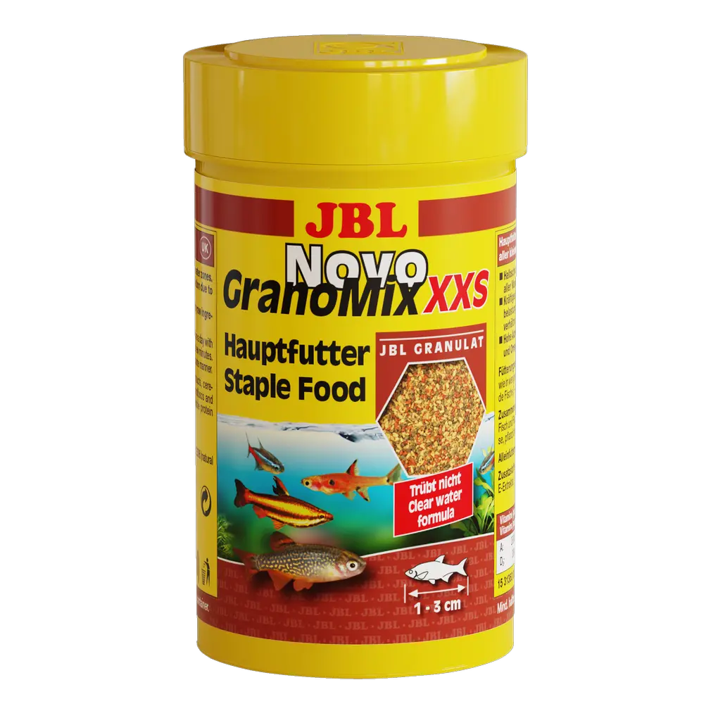 Perfect, complete nutrition for small fish such as neon tetras, mini fish, dwarf barbs and other fish between 1 and 3 cm in length.