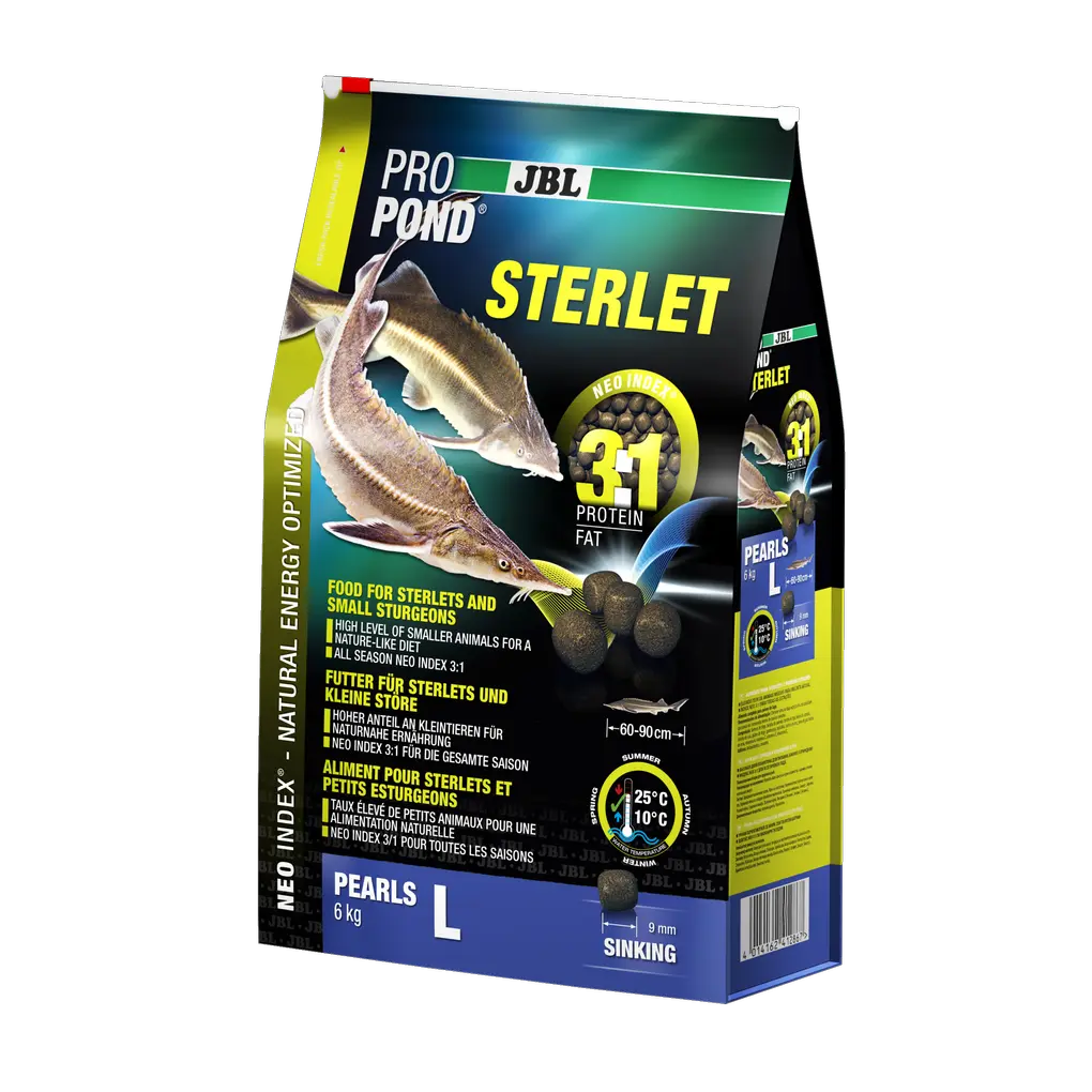 Complete feed with the correct protein-fat ratio of 3:1 according to the NEO Index, which takes into account water temperature, function, animal size and age.