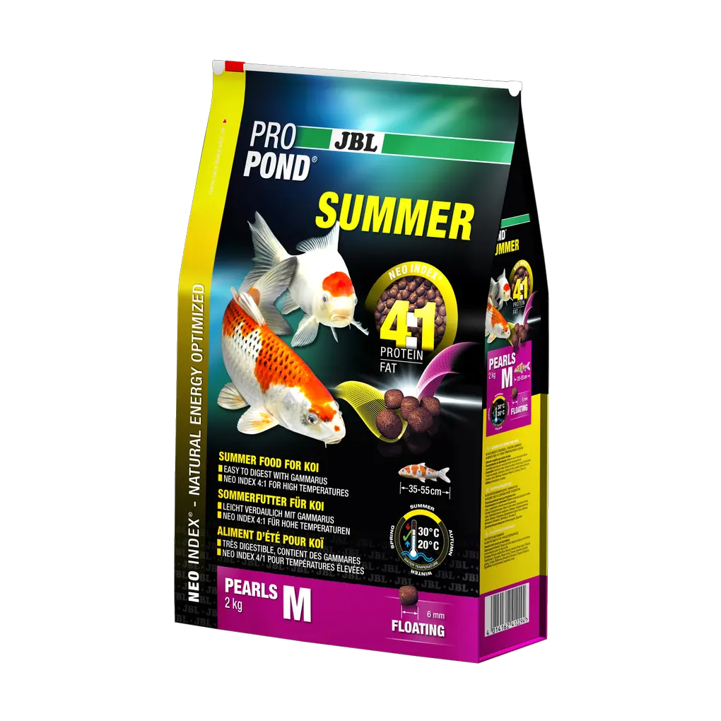 Complete food with the correct protein-fat ratio of 4:1 according to the NEO Index, which takes into account water temperature, function, animal size and age.