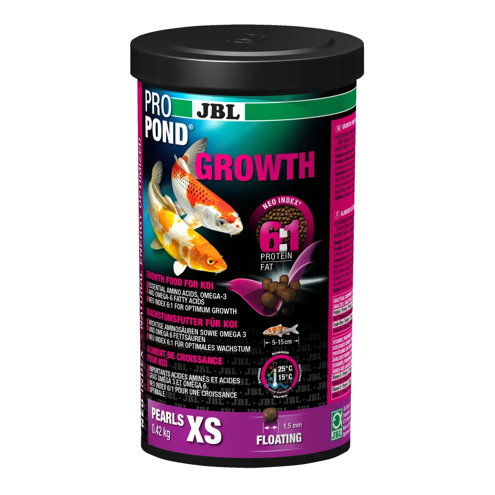 Complete food with the correct protein-fat ratio of 6:1 according to the NEO Index, which takes into account water temperature, function, animal size and age.