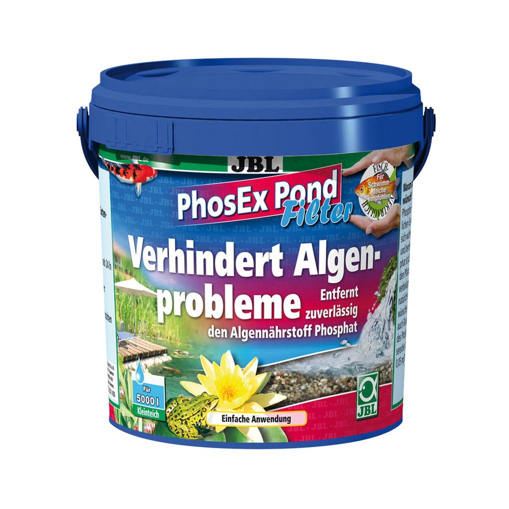 For fish- and plant-friendly pond water: Granules for pond filters for reliable removal of phosphate, an algae nutrient, from pond water.