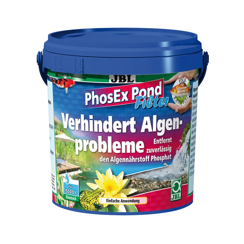 For fish- and plant-friendly pond water: Granules for pond filters for reliable removal of phosphate, an algae nutrient, from pond water.
